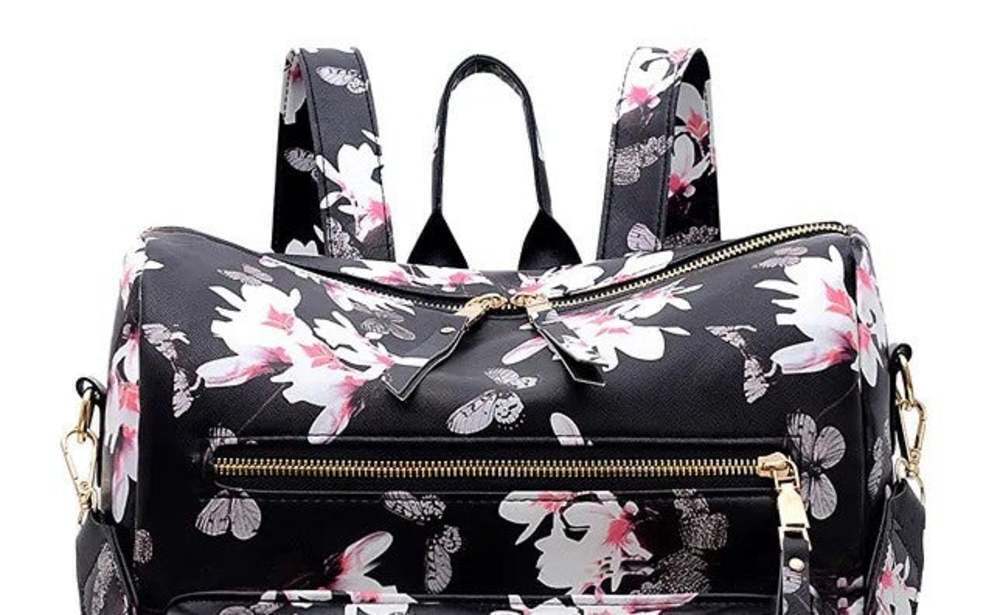 Floral Backpack In Black - Picture 3 of 3
